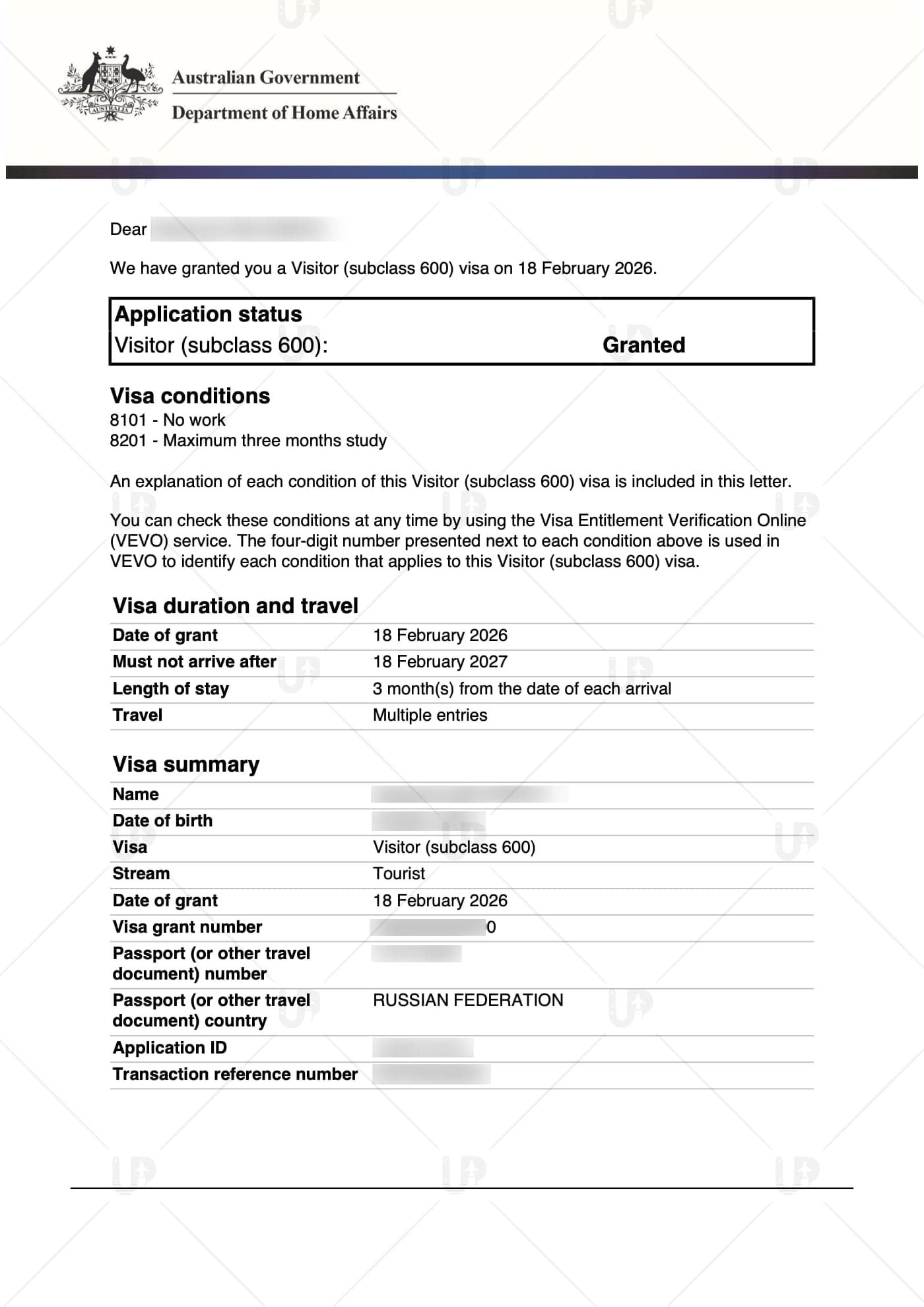 Виза Австралии